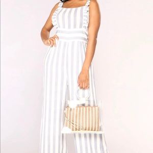 Fashion Nova Stripped Jump Suit 3X